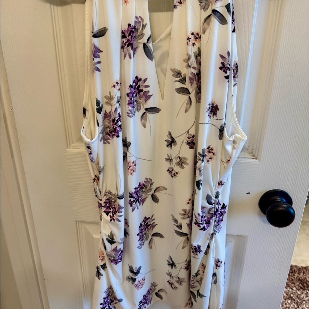 WHBM Floral White and Purple Women's Dress